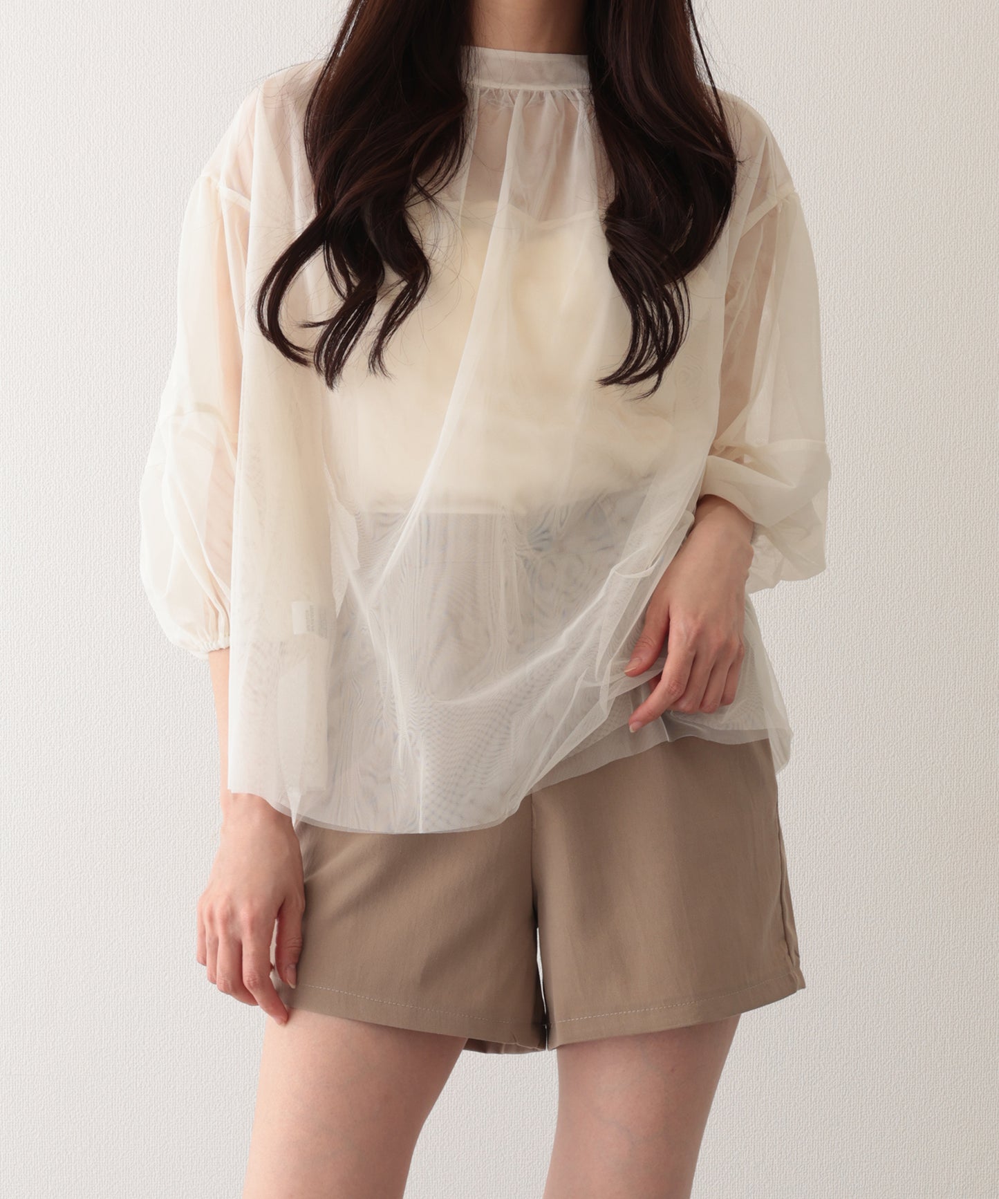 タック ハイウエスト フレア ショート パンツ