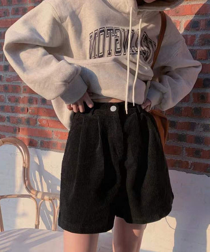 コーデュロイ タック ハイウエスト フレア ショート パンツ