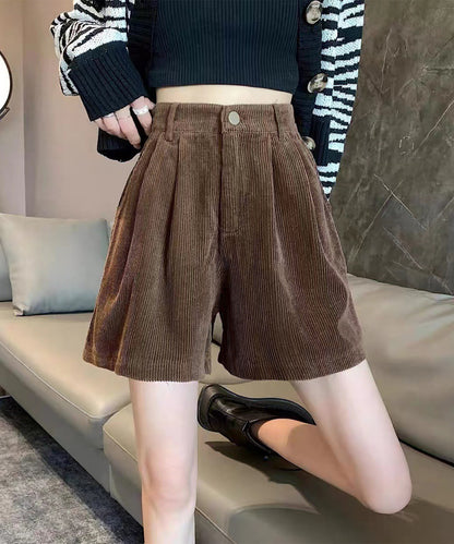 コーデュロイ タック ハイウエスト フレア ショート パンツ