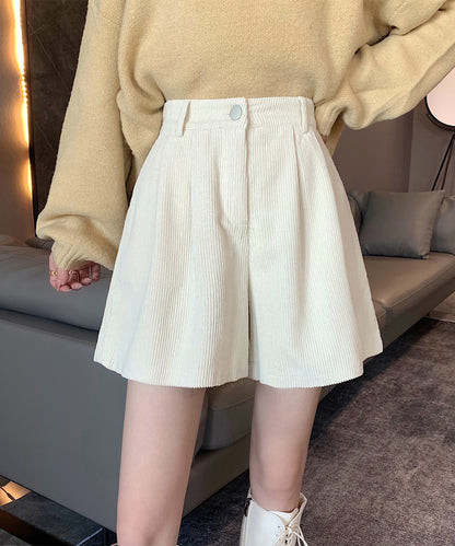 コーデュロイ タック ハイウエスト フレア ショート パンツ