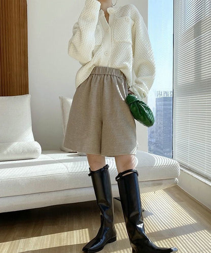 ウールライク ハイウエスト ショート パンツ
