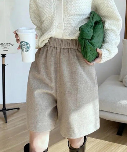 ウールライク ハイウエスト ショート パンツ