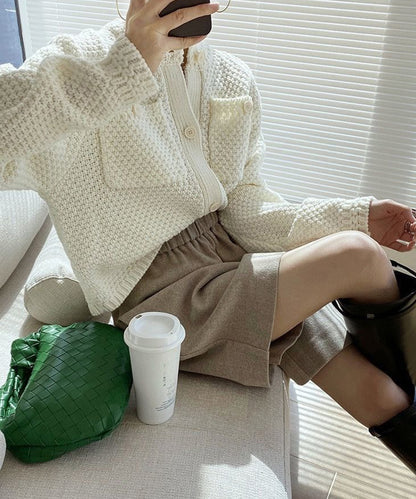 ウールライク ハイウエスト ショート パンツ