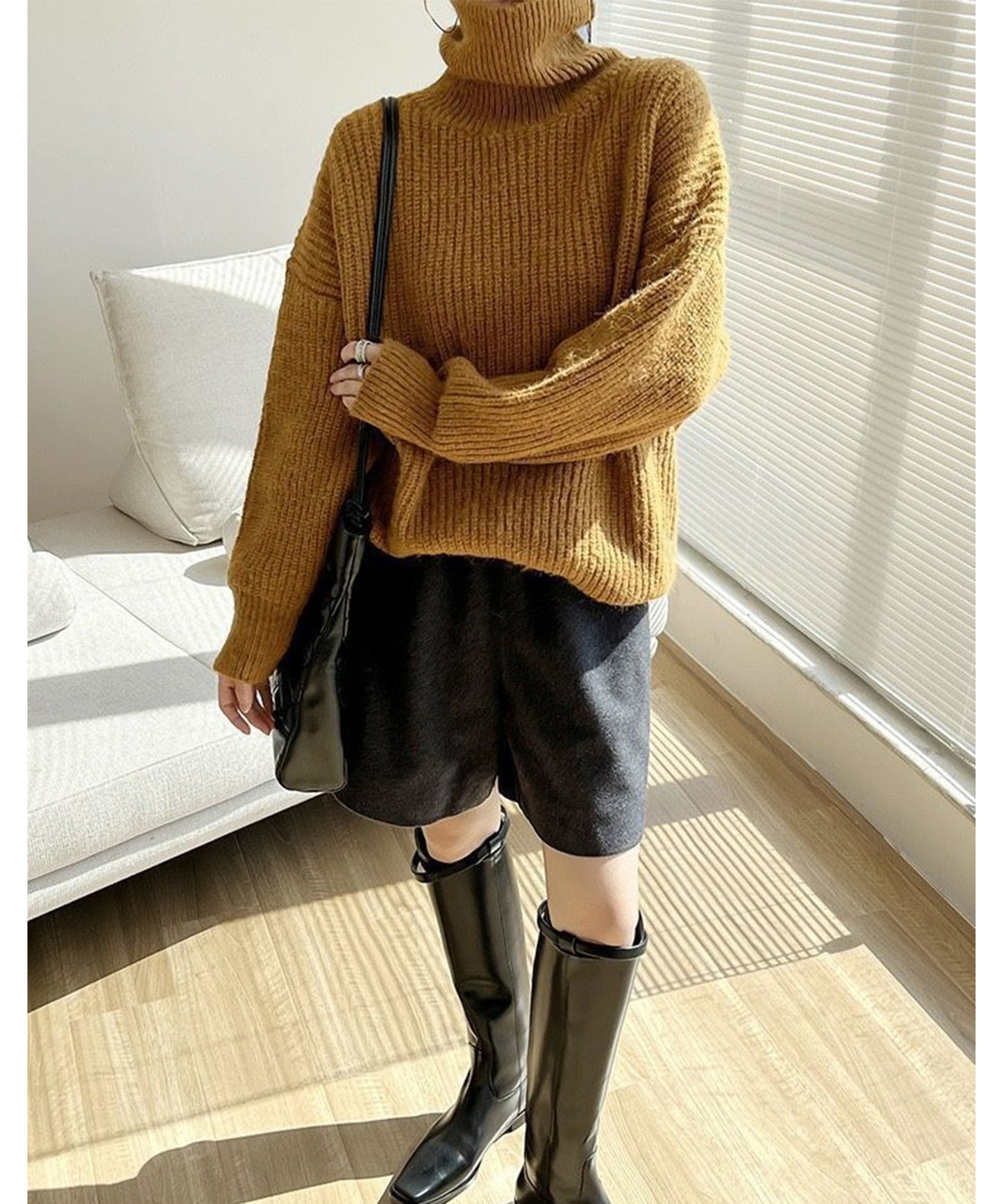 ウールライク ハイウエスト ショート パンツ