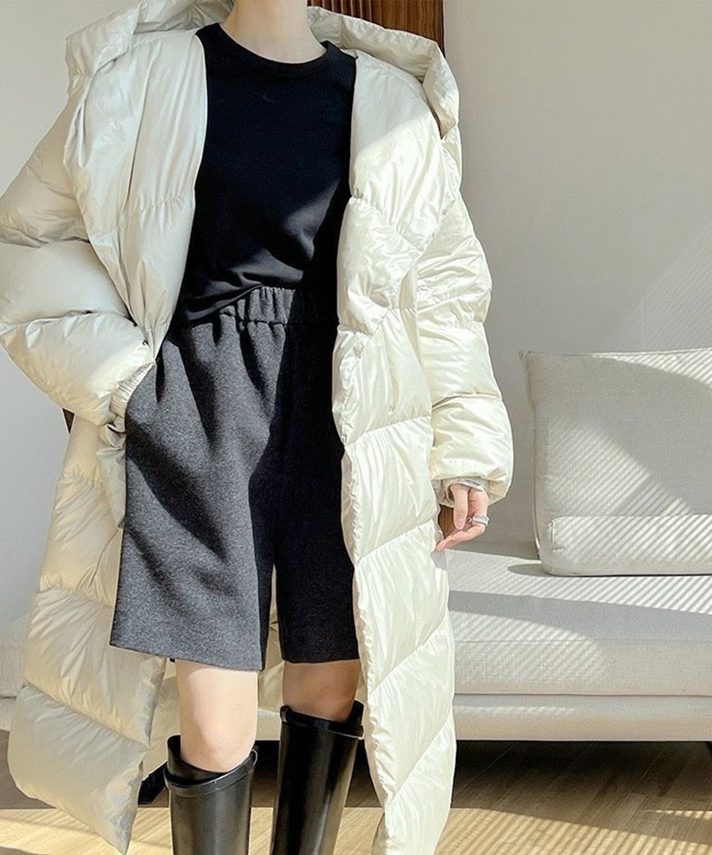 ウールライク ハイウエスト ショート パンツ