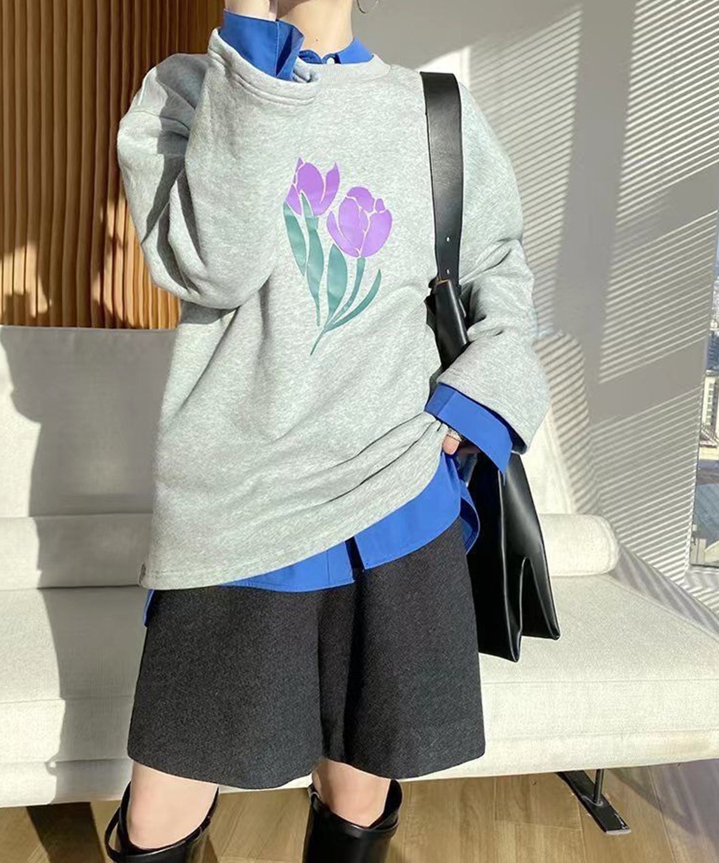 ウールライク ハイウエスト ショート パンツ