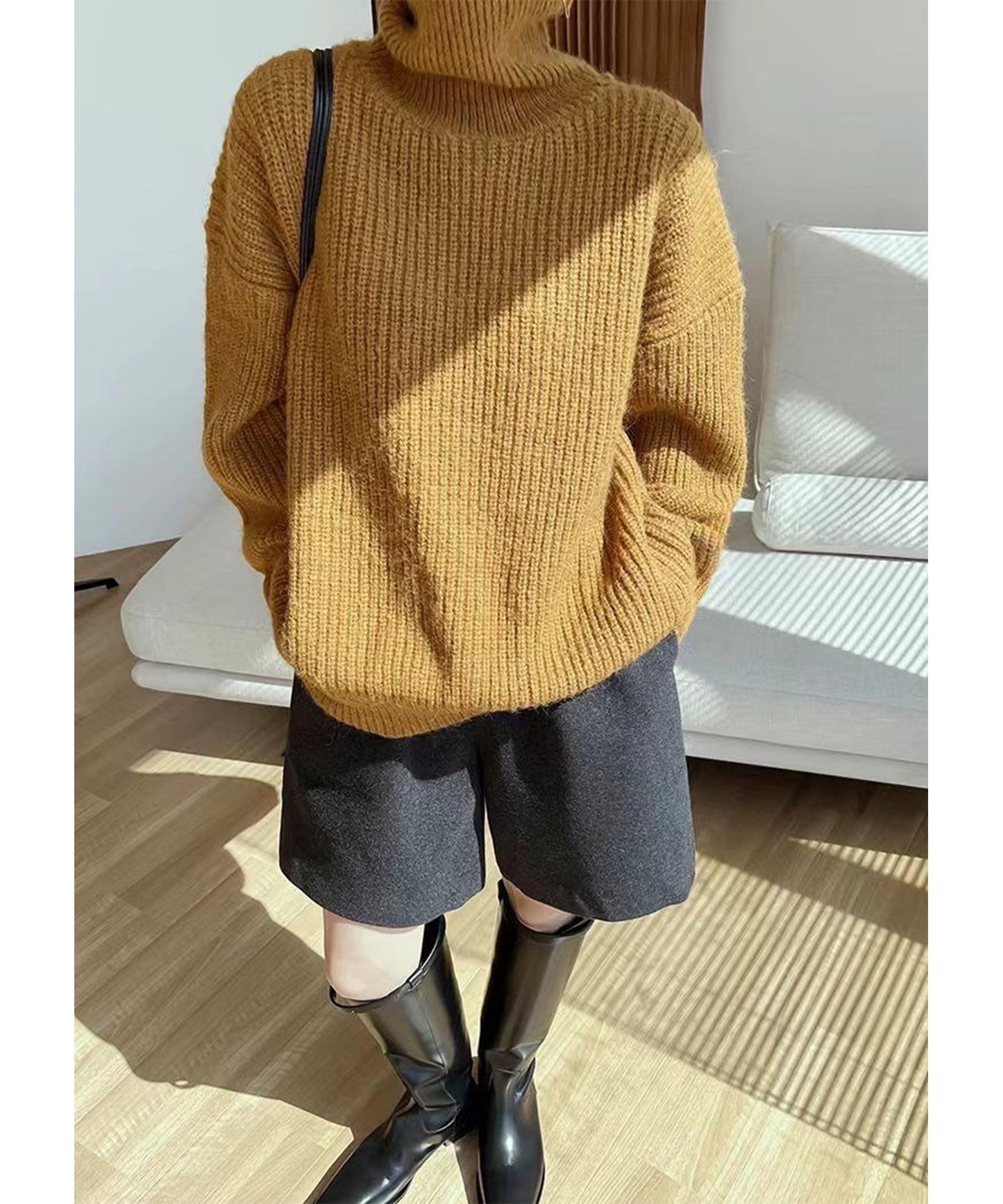 ウールライク ハイウエスト ショート パンツ