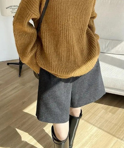 ウールライク ハイウエスト ショート パンツ