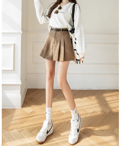 コーデュロイ プリーツ ハイウエスト ショート パンツ