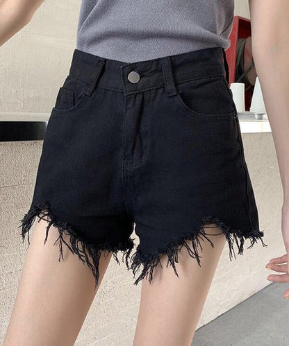 ハイウエスト ダメージ デニム ショート パンツ