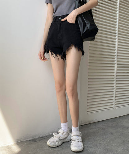 ハイウエスト ダメージ デニム ショート パンツ