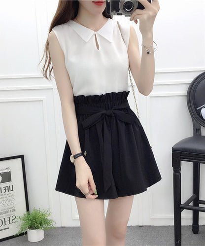 リボン ベルト ハイウエスト ショート パンツ