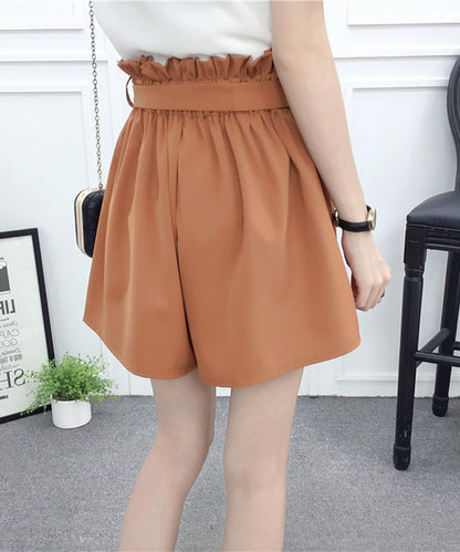リボン ベルト ハイウエスト ショート パンツ
