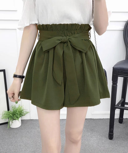リボン ベルト ハイウエスト ショート パンツ