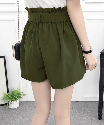 リボン ベルト ハイウエスト ショート パンツ