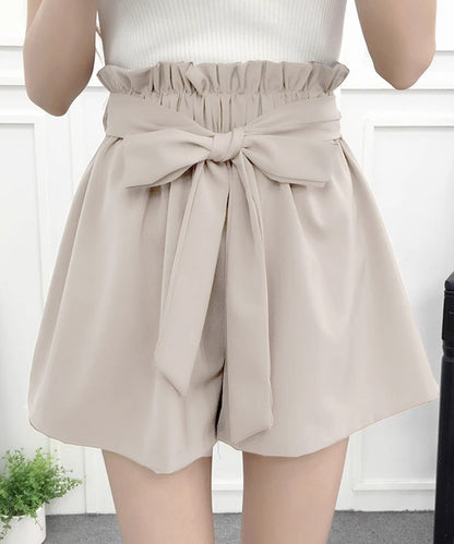 リボン ベルト ハイウエスト ショート パンツ