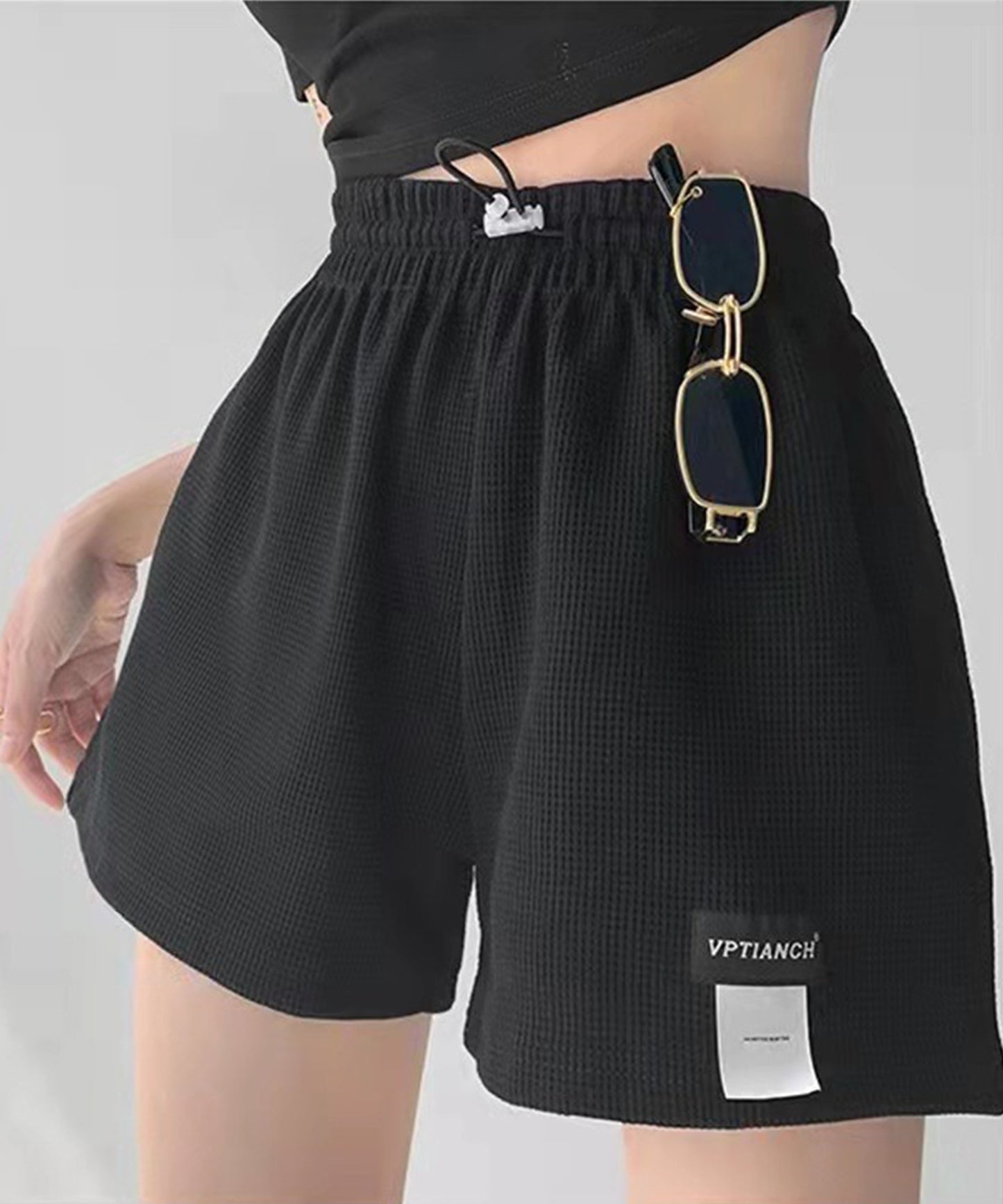 ワッフル ハイウエスト ショート パンツ キュロット