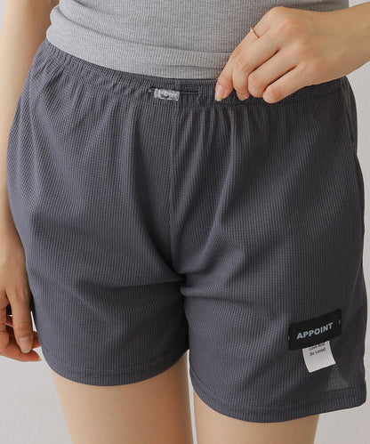 ワッフル ハイウエスト ショート パンツ キュロット