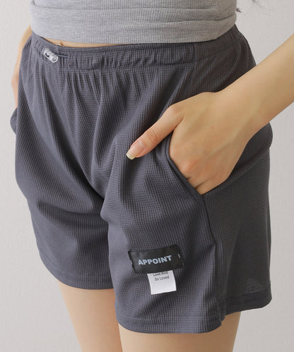 ワッフル ハイウエスト ショート パンツ キュロット