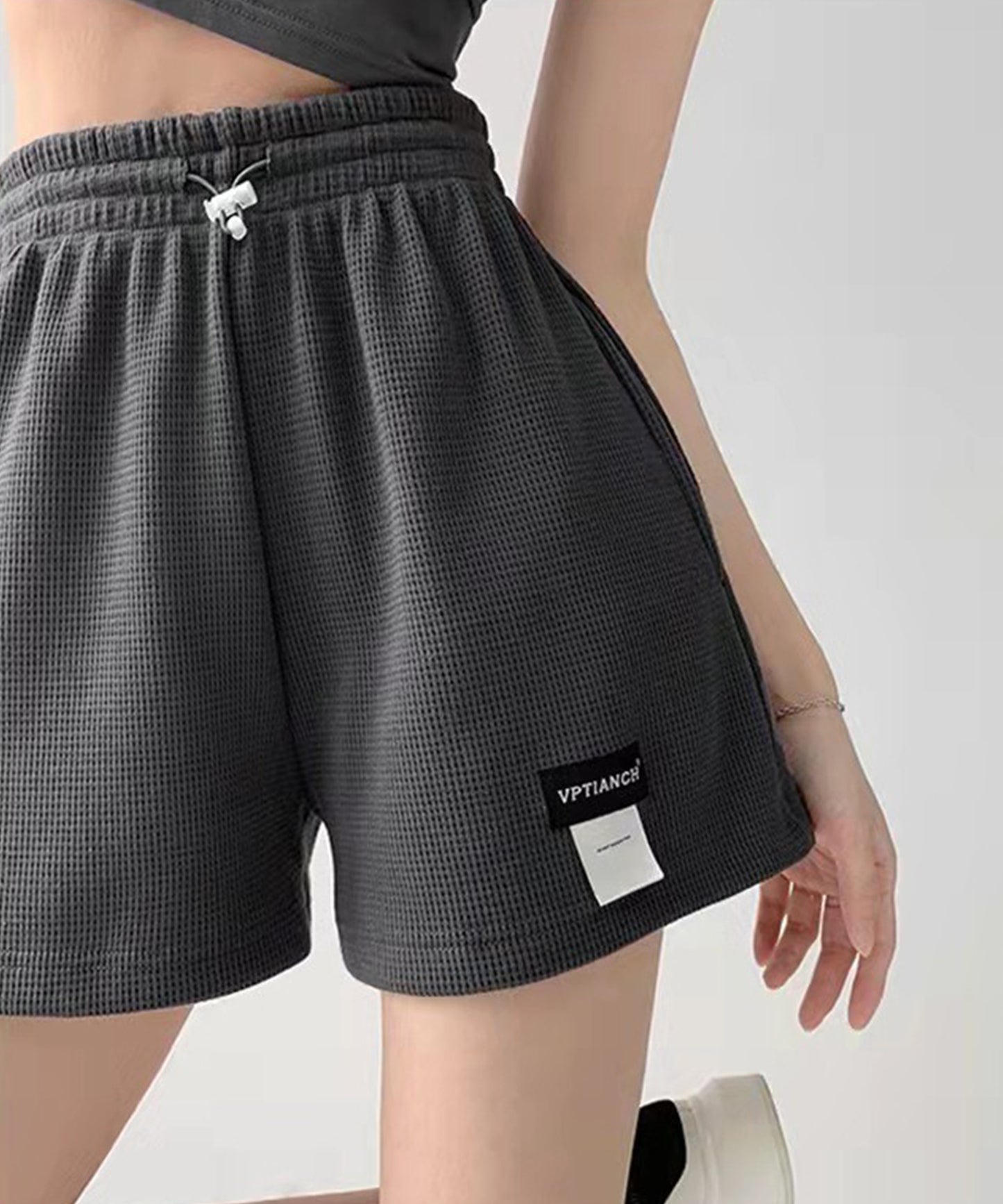 ワッフル ハイウエスト ショート パンツ キュロット