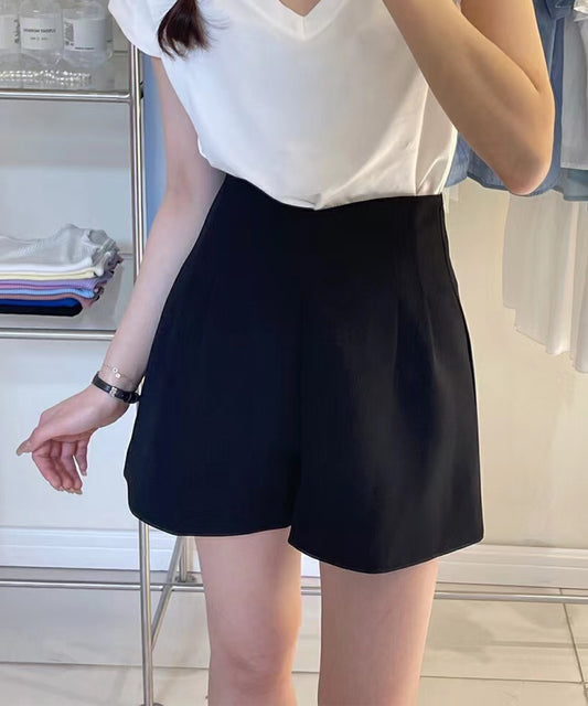 ダブルタック ハイウエスト フレア ショート パンツ