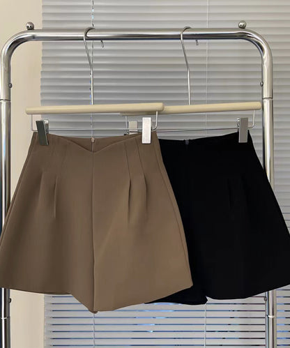 ダブルタック ハイウエスト フレア ショート パンツ