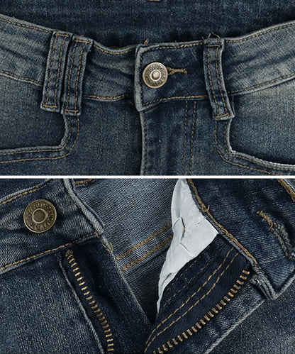 ユーズド風 ハイウエスト デニム ショート パンツ