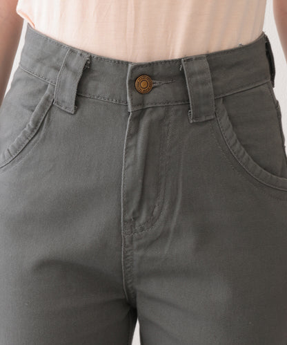 ハトメ ベルト付き ハイウエスト フレア カーゴパンツ