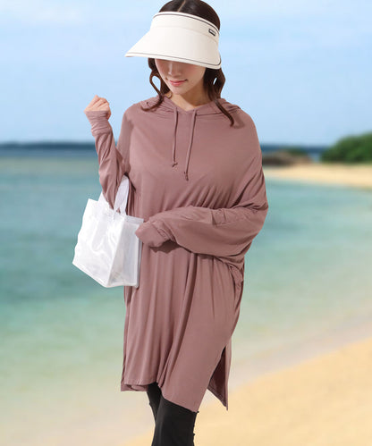 【2点セット】ソリッドカラー フーデット 長袖 ロング ラッシュガード