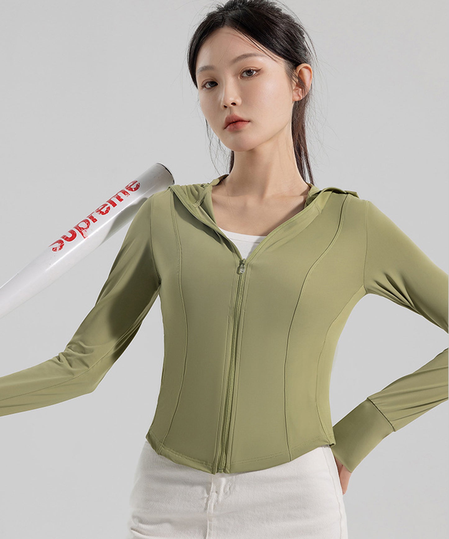 ウエスト シェイプ コンパクト ジップアップ ラッシュガード