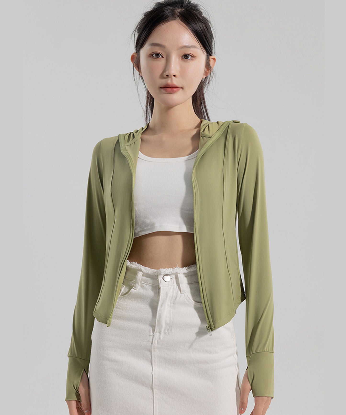 ウエスト シェイプ コンパクト ジップアップ ラッシュガード