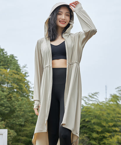 ウエスト ギャザー ロング丈 ジップアップ ラッシュガード