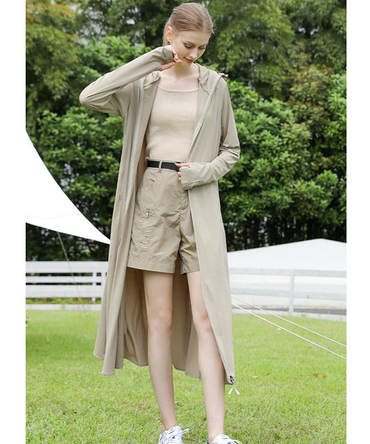ロング丈 フロント ジップアップ バイザー付き ラッシュガード