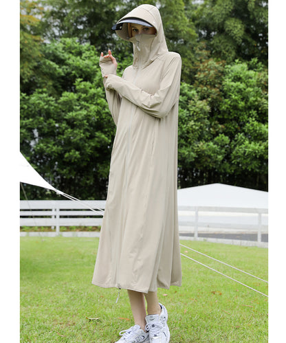 ロング丈 フロント ジップアップ バイザー付き ラッシュガード