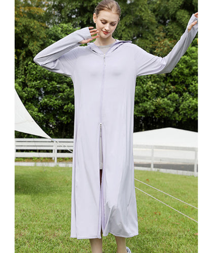 ロング丈 フロント ジップアップ バイザー付き ラッシュガード