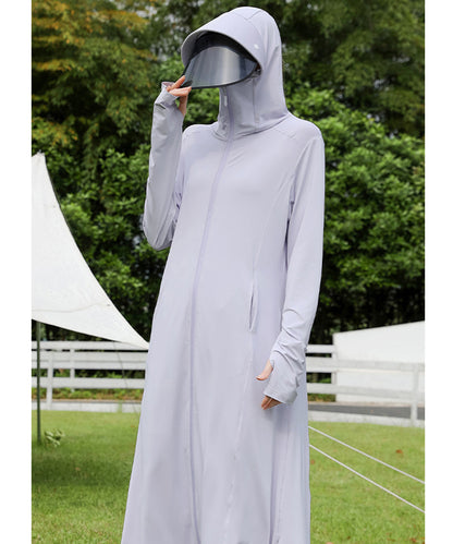 ロング丈 フロント ジップアップ バイザー付き ラッシュガード