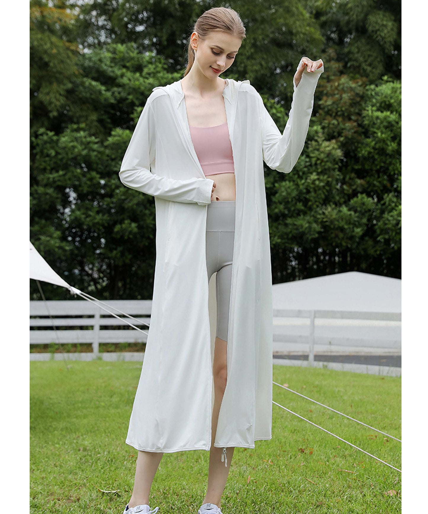 ロング丈 フロント ジップアップ バイザー付き ラッシュガード