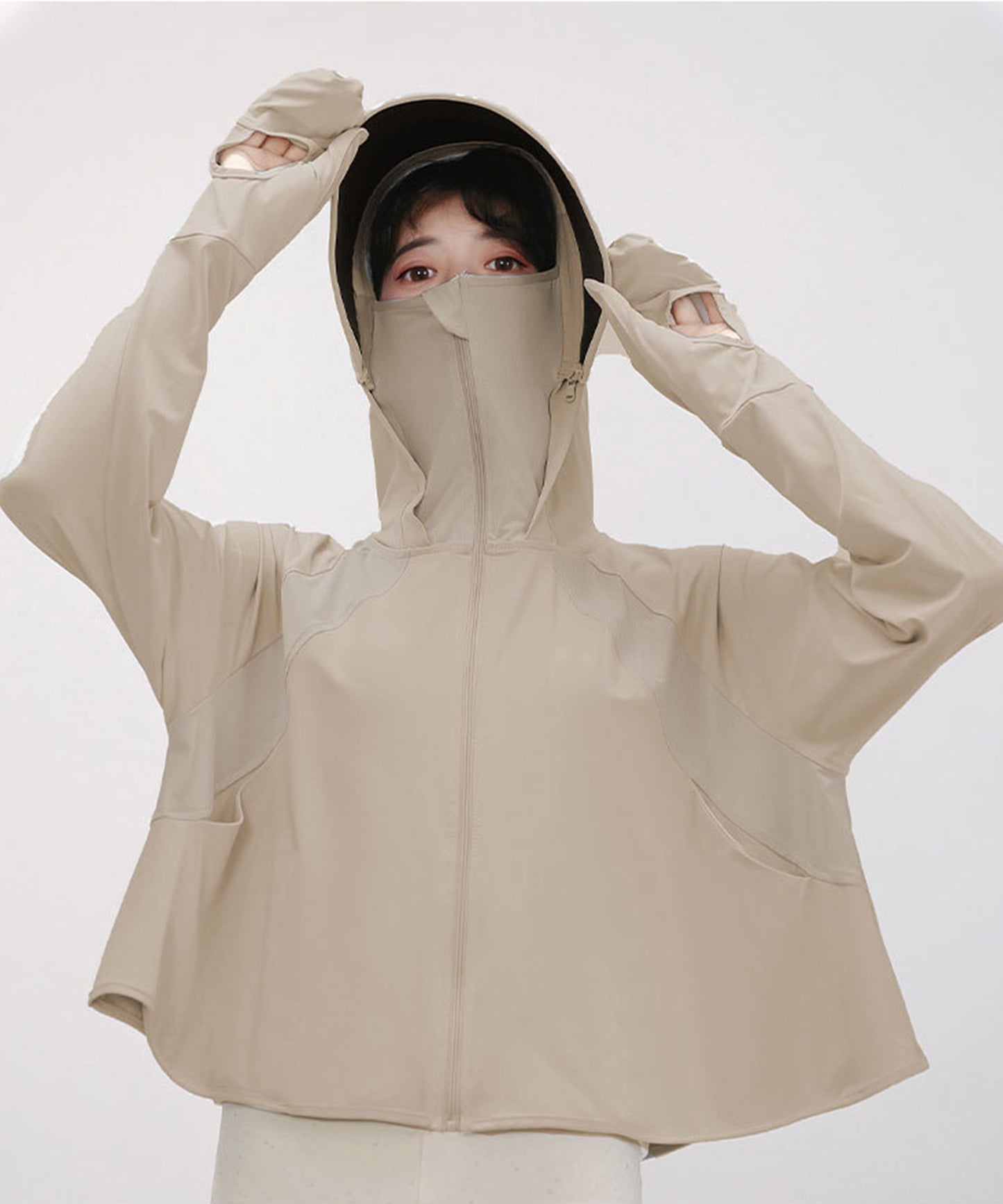 グローブ付き フロントジップ コンパクト 長袖 ラッシュガード