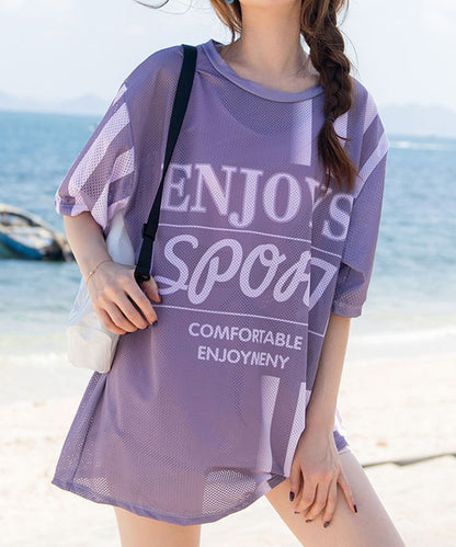 【3点セット】 メッシュ ロゴ トップス付き ラッシュガード