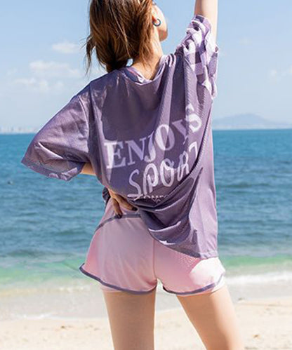 【3点セット】 メッシュ ロゴ トップス付き ラッシュガード