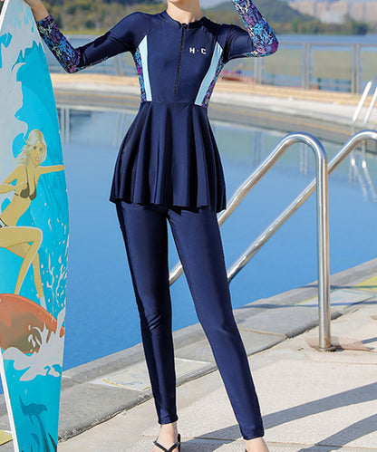 【2点セット】ハーフジップ ハイウエスト ワンピ風 長袖 ラッシュガード