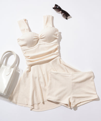 【2点セット】ハートネック ワイド ショルダー ワンピース 水着