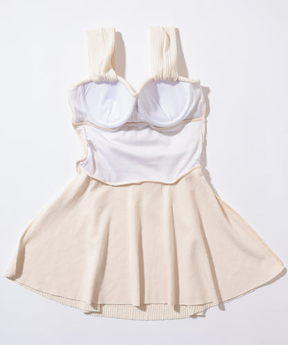 【2点セット】ハートネック ワイド ショルダー ワンピース 水着