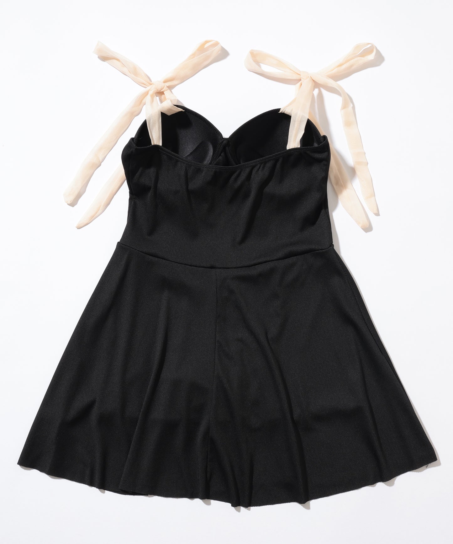 バイカラー ショルダー リボン スイム ワンピース