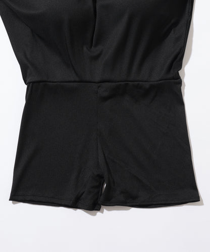 バイカラー ショルダー リボン スイム ワンピース