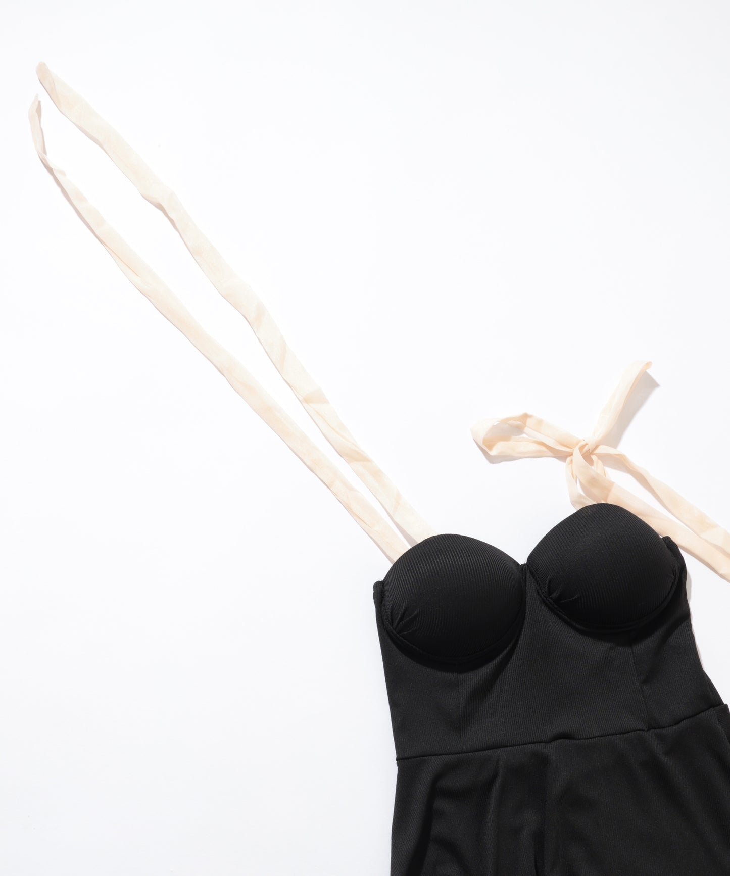 バイカラー ショルダー リボン スイム ワンピース