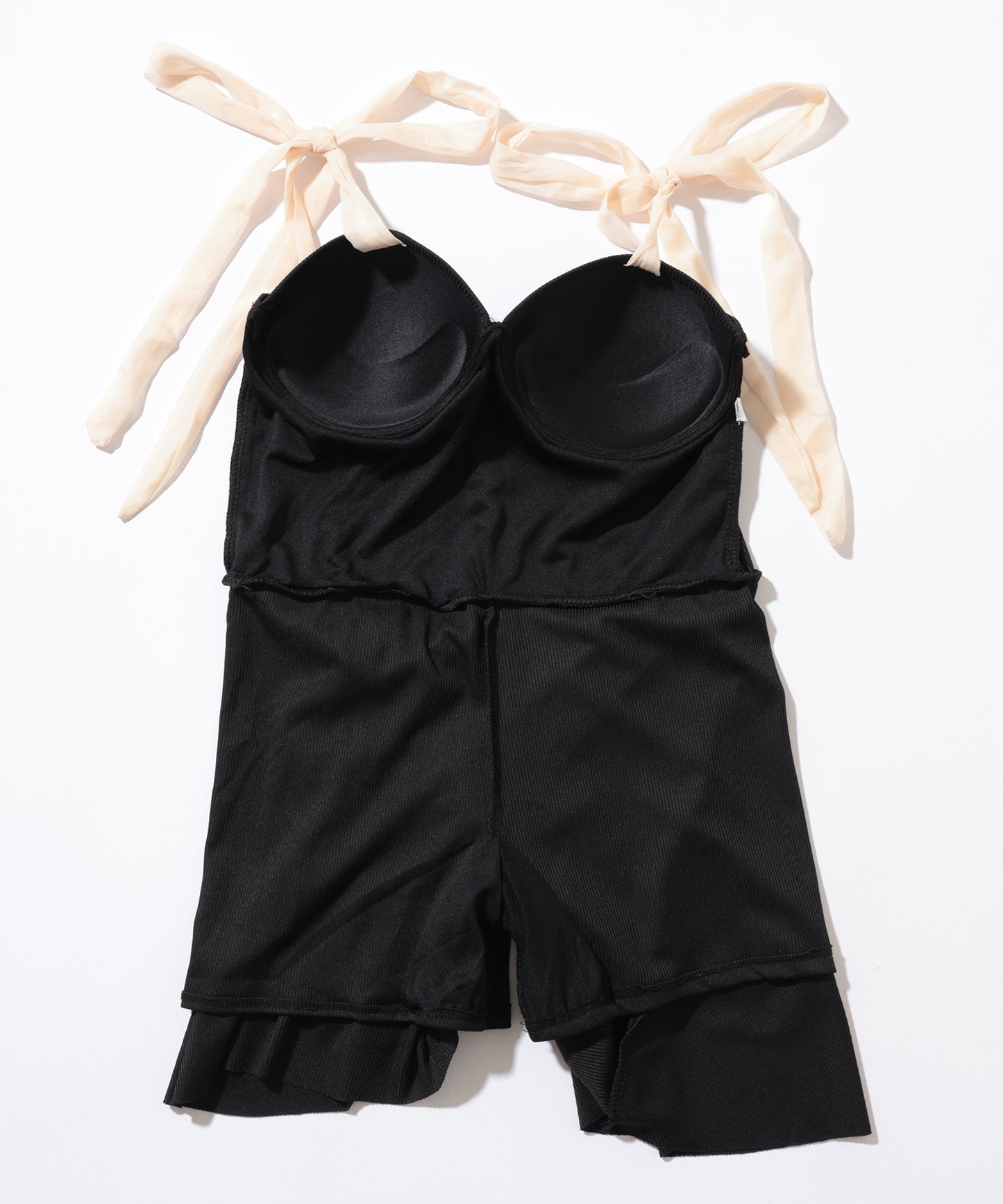 バイカラー ショルダー リボン スイム ワンピース