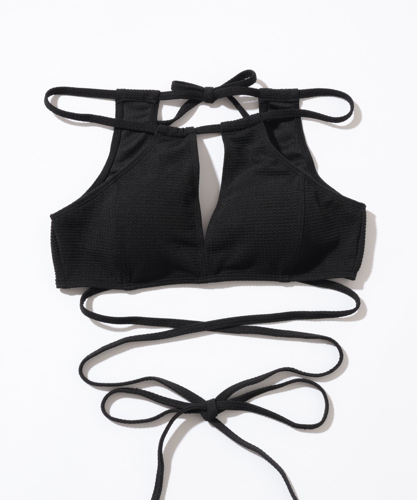 【2点セット】ソリッドカラー カットアウト ロング ストラップ ビキニ