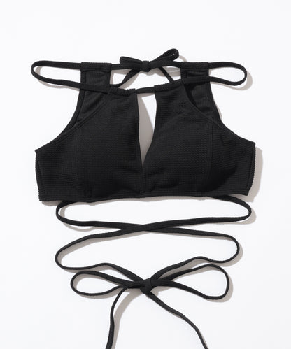 【2点セット】ソリッドカラー カットアウト ロング ストラップ ビキニ