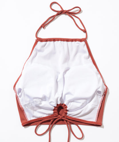 【2点セット】ソリッドカラー リブ ホルター タンキニ